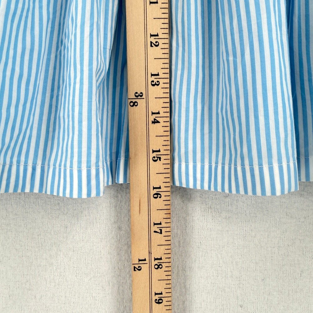 J CREW Paloma Smocked Tank Top Womens Medium Blue White Stripe Tie Shoulder NEW - Picture 7 of 15